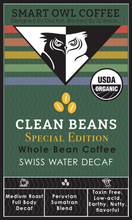 Load image into Gallery viewer, CLEAN BEANS LINE: Whole Bean Organic Coffee Swiss Water Decaf