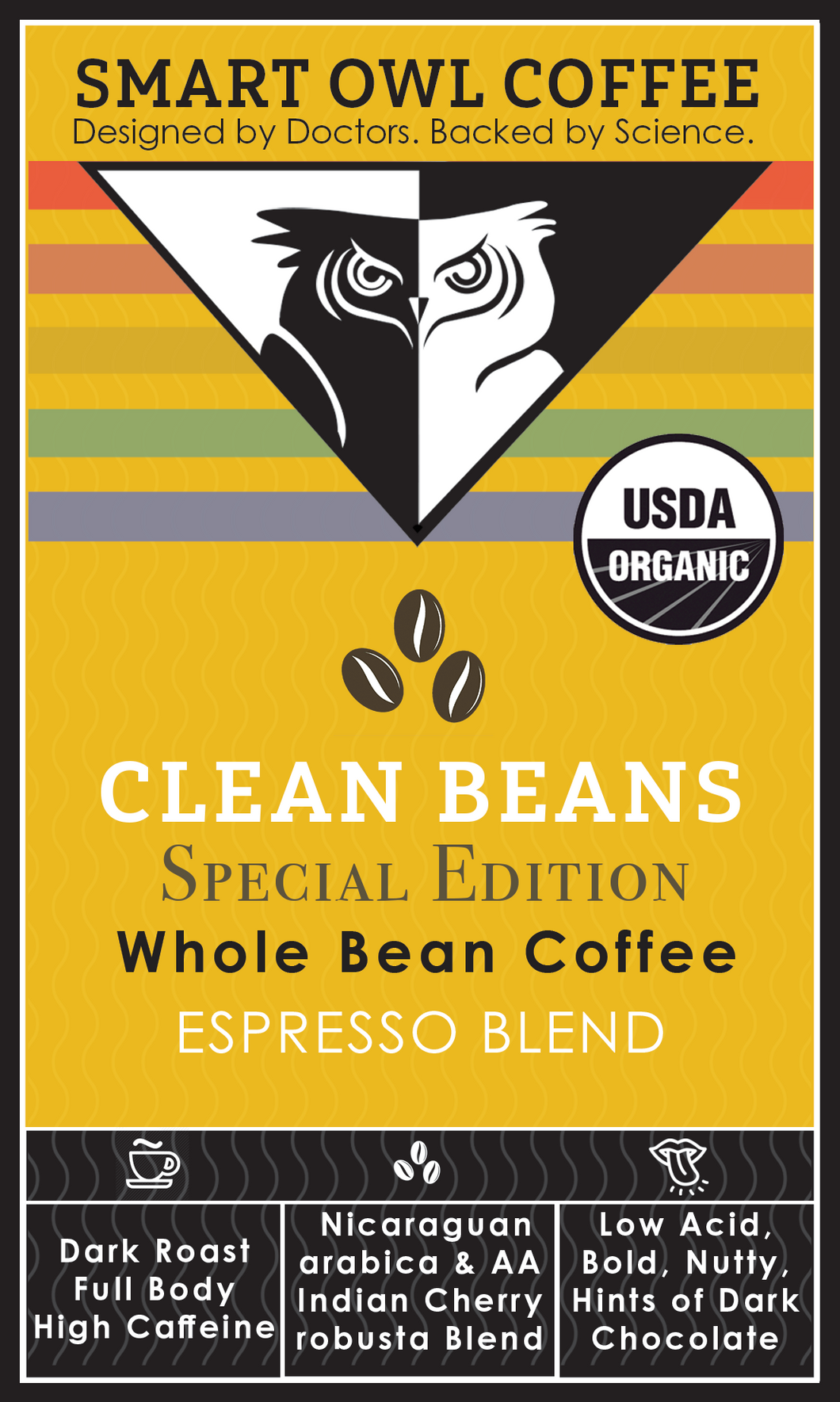 CLEAN BEANS LINE: Whole Bean Organic Coffee Espresso Blend