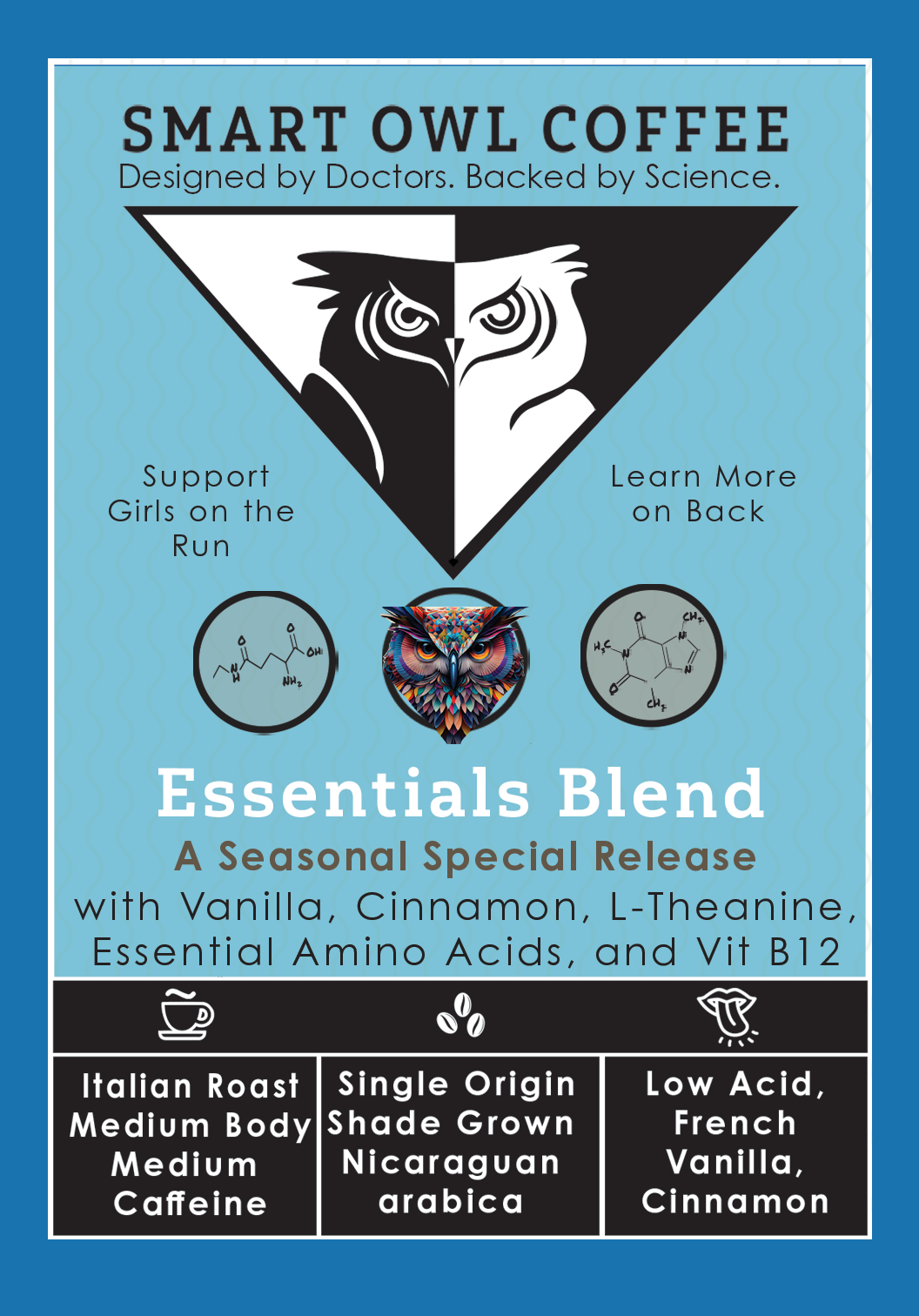 Smart Owl Coffee Essentials Blend French Vanilla Coffee Label