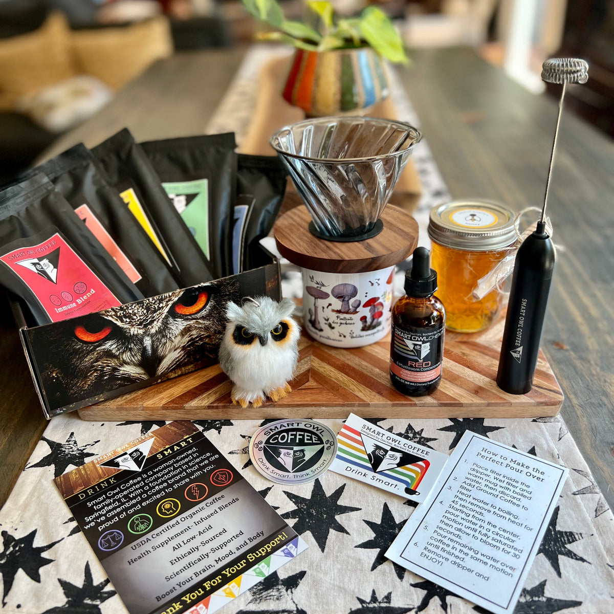 Medicinal mushrooms, mushroom coffee, mushroom tea, coffee alternative, beneficial mushrooms, mushroom benefits, mushroom extract, mushroom powder, organic, coffee, organic coffee, red drops, smart owl coffee, smart owlchemy